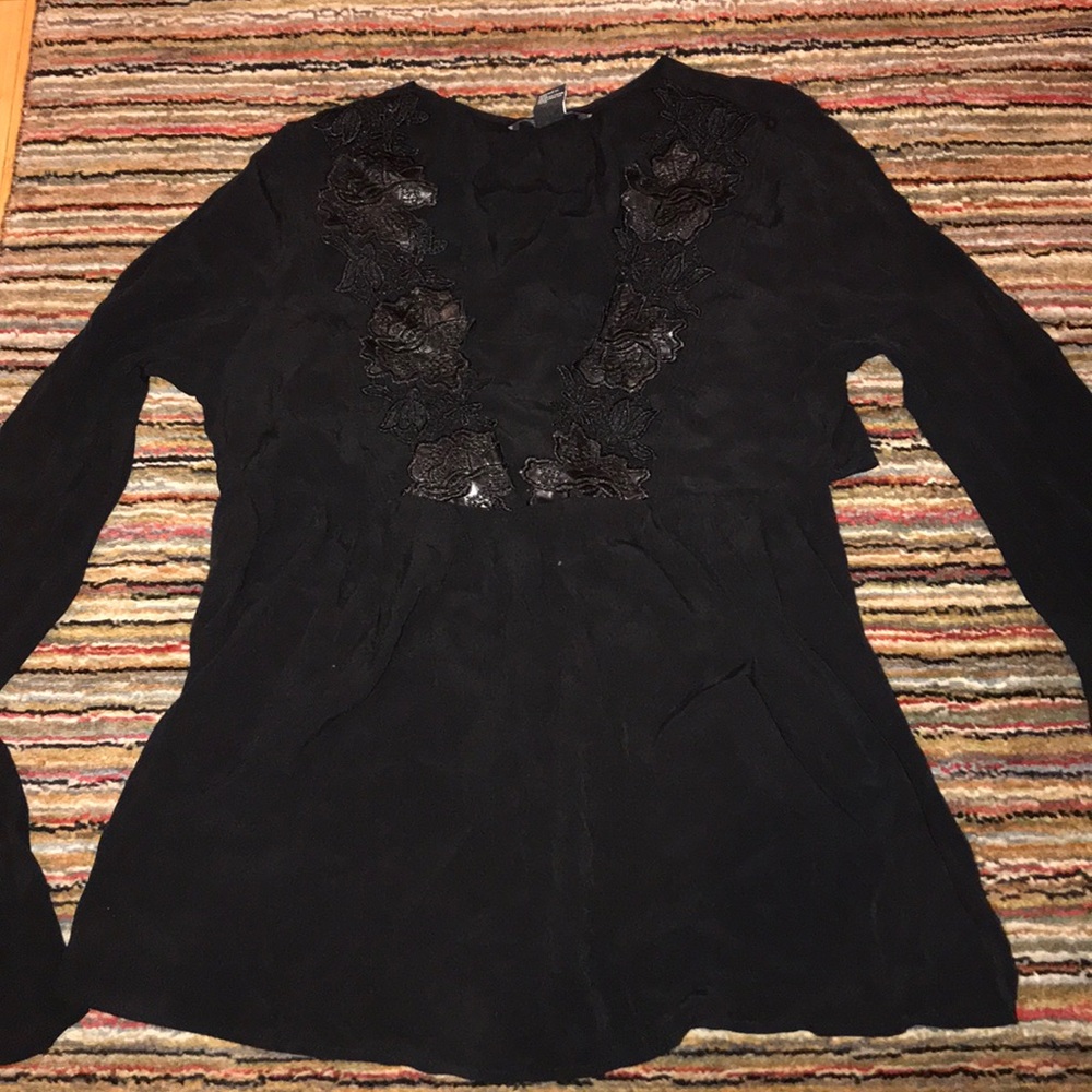 Black floral blouse